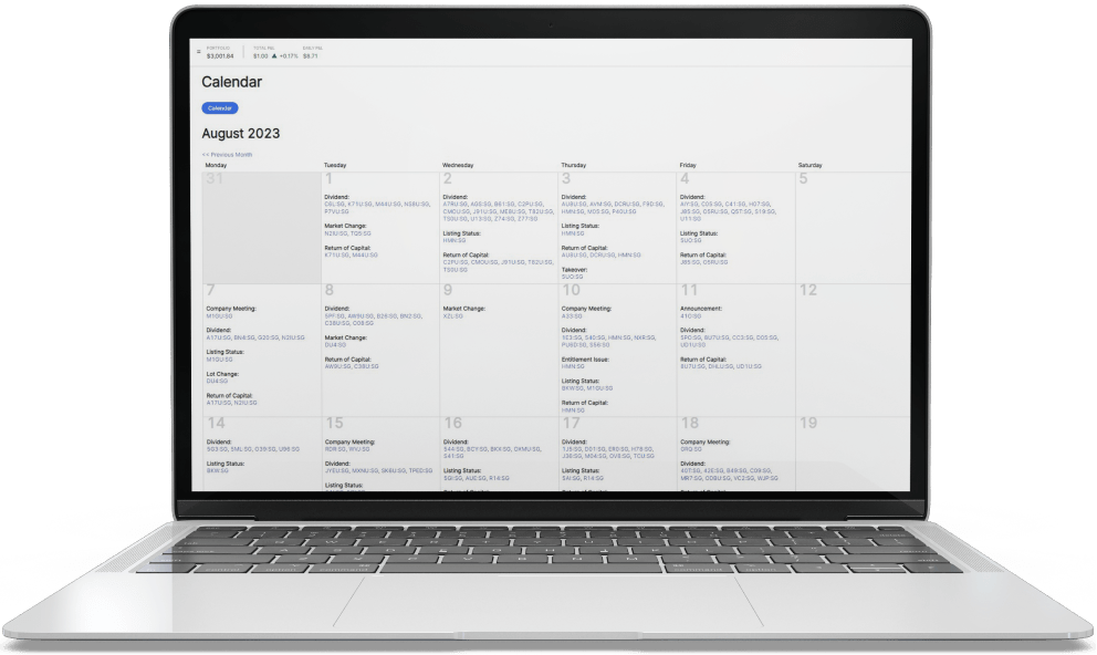 Economic calendar on laptop