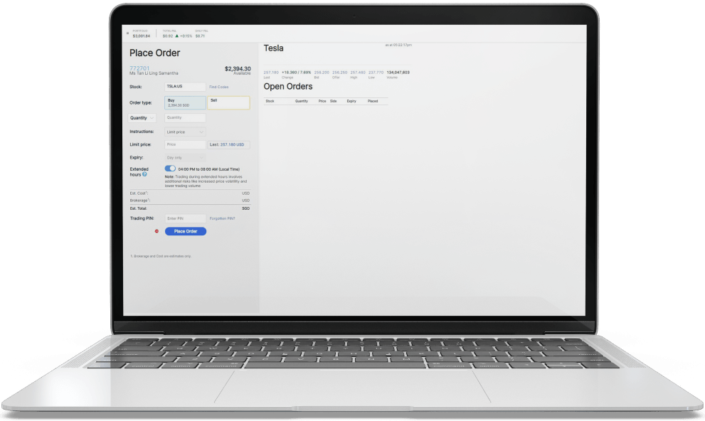 Place order on laptop